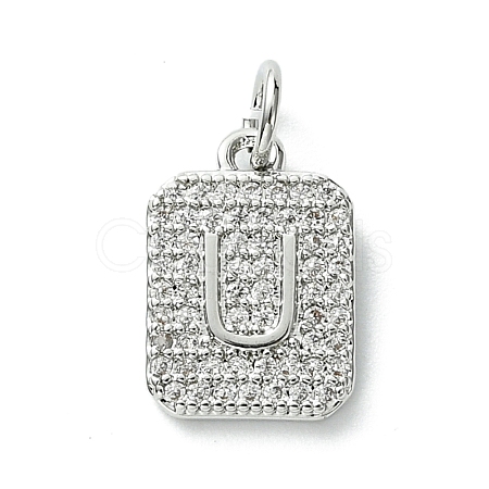 Rack Plating Brass Micro Pave Clear Cubic Zirconia Charms KK-G501-01U-P-1