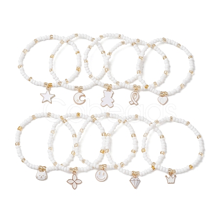 10Pcs 10 Styles Glass Seed Beads Stretch Bracelet Sets BJEW-MZ00095-1