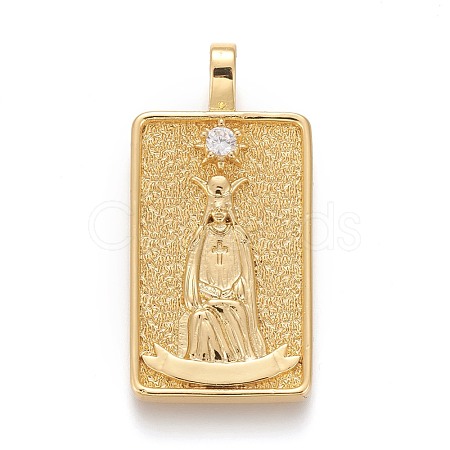 Brass Micro Pave Clear Cubic Zirconia Pendants ZIRC-Z004-01V-1