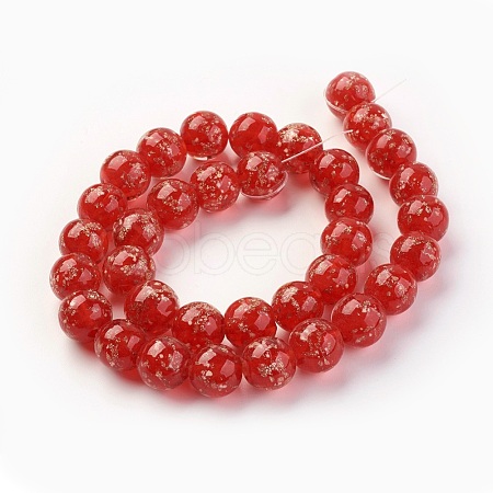 Handmade Gold Sand Lampwork Beads Strands LAMP-P051-L02-10mm-1