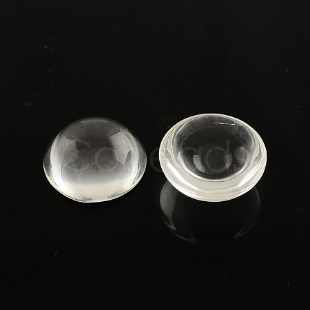 Transparent Half Round Glass Cabochons GGLA-R027-20mm-1