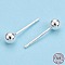 925 Sterling Silver Round Ball Stud Earrings, Silver, 4mm, Pin: 0.8mm