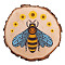 Printed Wood Round Sheets, for Home Display Decoration, Bees, 90~100x10mm