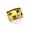 Cat Pattern Cloth Clutch Bags, Change Purse with Zipper, for Women, Rectangle, Yellow, 12x8cm