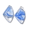 Transparent Glass Pendants, Faceted Wing Charms, Cornflower Blue, 32.5x19x6.5mm, Hole: 1.6mm