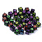 Opaque Black Acrylic European Beads, Large Hole Beads, Cube with Heart, Mixed Color, 7x7x7mm, Hole: 4mm, about 1900~2000pcs/500g