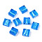 Handmade Silver Foil Lampwork Beads, Square, Dodger Blue, 12x12x6mm