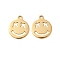 304 Stainless Steel Charms, Smiling Face Charms, Real 14K Gold Plated, 12x10x1mm, Hole: 1.2mm