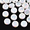 UV Plating Enamel Acrylic Beads, Iridescent, Mixed Letter, Flat Round, Light Blue, 15x7mm, Hole: 2.2mm