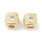 Brass Micro Pave Cubic Zirconia Beads, Cube, Real 18K Gold Plated, Clear, 7.5x7.5x7.5mm, Hole: 3mm