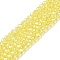 Electroplate Glass Beads Strands, Pearl Luster Plated, Faceted, Rondelle, Yellow, 4x3mm, Hole: 0.4mm, about 113~115pcs/strand, 41~41.5cm