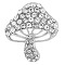 Cubic Zirconia Mushroom Brooch, Alloy Badge for Backpack Clothes, White, 30x27mm