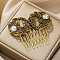 Alloy Acrylic Hair Combs, Hair Accessories for Women & Girls, Antique Golden, 70x62mm