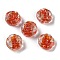 Handmade Gold Sand Lampwork Beads Strand, Rose, Orange Red, 15~16x16.5~17x7.5~8mm, Hole: 1.6mm, about 30pcs/strand, 18.11''(46cm)