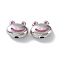 Rack Plating Alloy Enamel Beads, Frog, Platinum, 8.5x10x5mm, Hole: 1.6mm