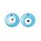 Handmade Lampwork Evil Eye Pendants, Flat Round, Light Blue, 50x8~10mm, Hole: 4.5~5.5mm