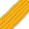 Glass Beads Strands, Faceted, Frosted, Rondelle, Gold, 3.5~3.8mm, Hole: 1mm, about 113~115pcs/strand, 32~33cm