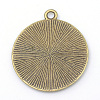 Tibetan Style Alloy Flat Round Pendant Cabochon Settings X-TIBEP-M022-34AB-2