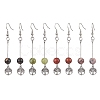 4 Pairs Natural Gemstone Round Beaded Dangle Earrings EJEW-JE05630-1
