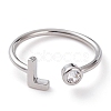 Brass Micro Pave Clear Cubic Zirconia Cuff Rings RJEW-J074-01P-L-1