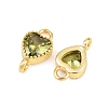 Brass Pave Cubic Zirconia Heart Links Connector Charms KK-K340-49G-06-2