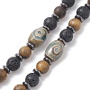 Natural Lava Rock & Synthetic Hematite & Wood Buddhist Necklace NJEW-JN04305-5