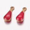 Antique Golden Plated Brass Enamel Teardrop Charms KK-Q571-01G-2