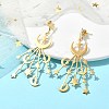 201 Stainless Steel Moon & Star Dangle Stud Earrings for Women EJEW-TA00368-2