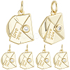 6Pcs Brass Micro Pave Clear Cubic Zirconia Charms KK-BBC0020-62-1