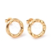 Iron Plating(IP) 304 Stainless Steel Wave Ring Stud Earrings for Women Hand Polished EJEW-G298-10G-1