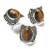 Natural Tiger Eye Adjustable Rings RJEW-I108-02AS-07-4