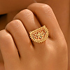 Brass Geometric Floral Finger Rings for Women CO0398-3