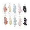 10Pcs 5 Styles Constellation Natural Citrine & Black Tourmaline & Aquamarine & Strawberry Quartz & Rose Quartz Copper Wire Wrapped Chip Beaded Connector Charms PALLOY-JF02905-01-1