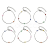 304 Stainless Steel Cable Chain Bracelet with Enamel Rondelle Beaded BJEW-G683-02P-01-1