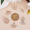6Pcs 6 Style Brass Micro Pave Clear Cubic Zirconia Pendants KK-SZ0005-43-2