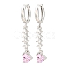 Brass Micro Pave Cubic Zirconia Hoop Dangle Earrings KK-CBA8324-07P-01-4