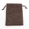 Polyester Imitation Burlap Packing Pouches Drawstring Bags ABAG-R004-14x10cm-10-4