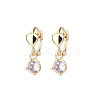 Heart Brass Clear Cubic Zirconia Hoop Earrings FS-WG767CD-01-3