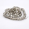 Half Plated Clear Glass Faceted Cube Beads Strands GLAA-A031-6mm-HP03-2
