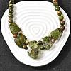 Natural Unakite Faceted Bib Graduated Beaded Necklaces for Women NJEW-B128-01N-1
