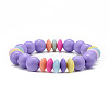 Opaque Acrylic Round & Rondelle Beaded Stretch Bracelets BJEW-JB09099-4
