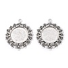 Tibetan Style Alloy Flat Round Pendant Cabochon Settings TIBEP-S238-AS-NR-1