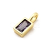 Rectangle Brass Micro Pave Cubic Zirconia Charms KK-C134-14G-3
