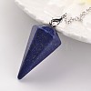 Platinum Tone Brass Natural & Synthetic Mixed Stone Cone Hexagonal Pointed Dowsing Pendulums MAK-M015-01-3
