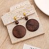 Wood & Brass Dangle Stud Earrings WGD57B9-02-1
