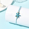 2Pcs 2 Colors Ocean Dyed Synthetic Turquoise Starfish Beaded Adjustable Waxed Polyester Cord Bracelets for Women BJEW-JB14242-2