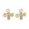 Brass Micro Pave Colorful Cubic Zirconia and Enamel European Dangle Charms KK-T079-80G-1