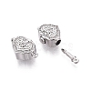 Brass Micro Pave Clear Cubic Zirconia Box Clasps KK-Q074-07P-2