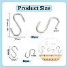 160Pcs 2 Styles 304 Stainless Steel S Hook Findings STAS-PH0006-70-4