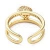Cubic Zirconia Heart Charms Open Cuff Rings RJEW-M154-02G-2